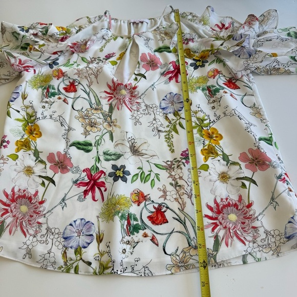 Parker Womens Abby Floral Cold Shoulder Blouse Silk Size S - Picture 10 of 12